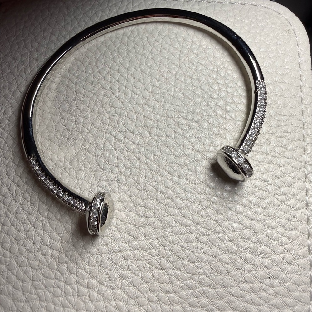 Silver Bangle Cuff Bracelet BB Lila